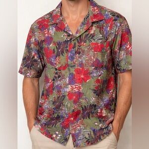 Specially Hand Made by Vickie Men's Floral Button Up Shirt - Size Medium